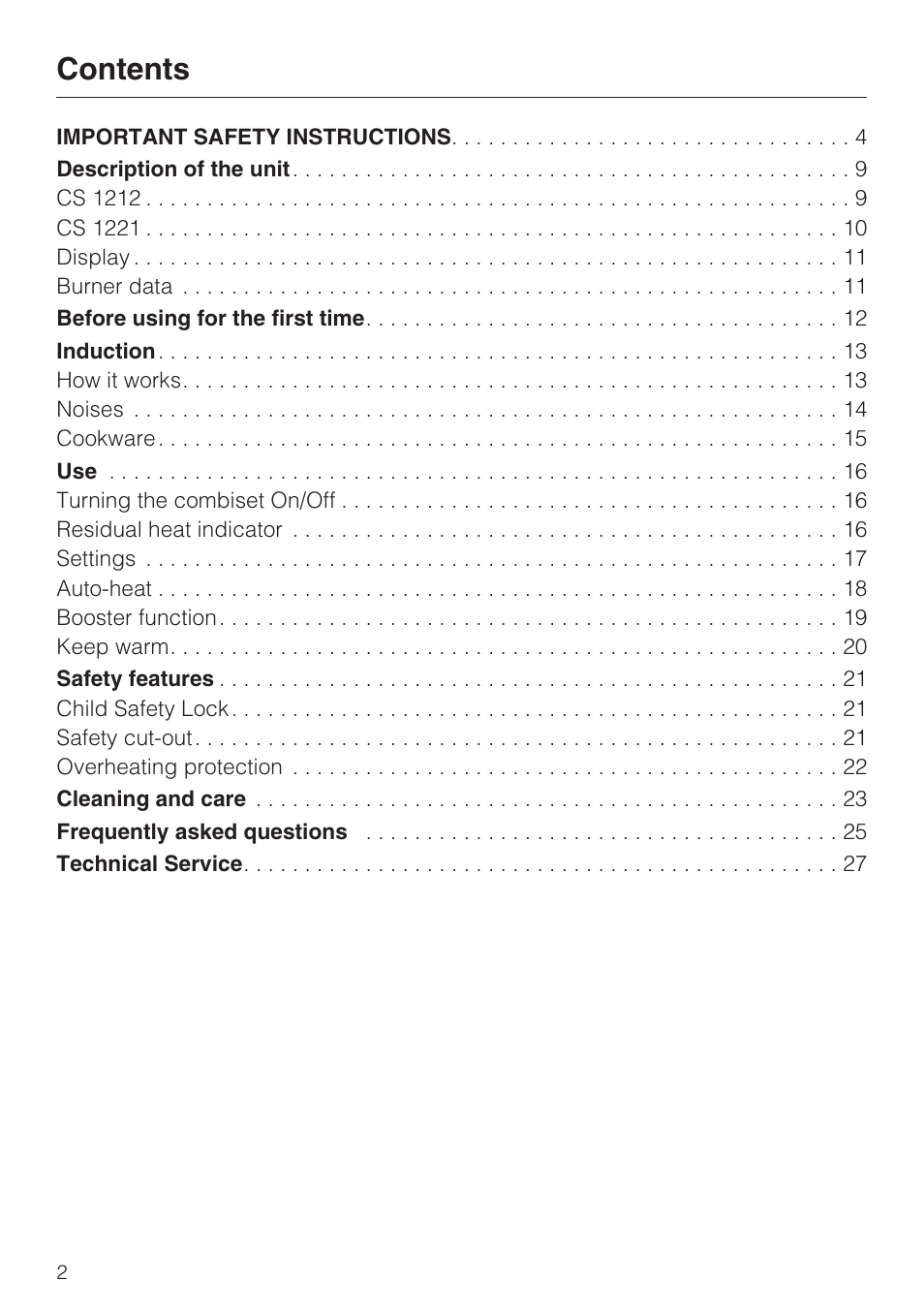 Miele CS1212 User Manual | Page 2 / 48