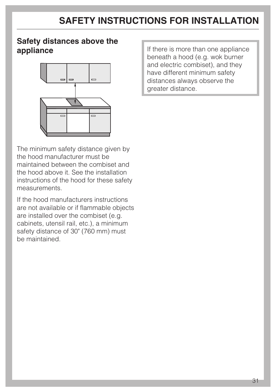 Safety instructions for installation | Miele CS1212 User Manual | Page 31 / 48