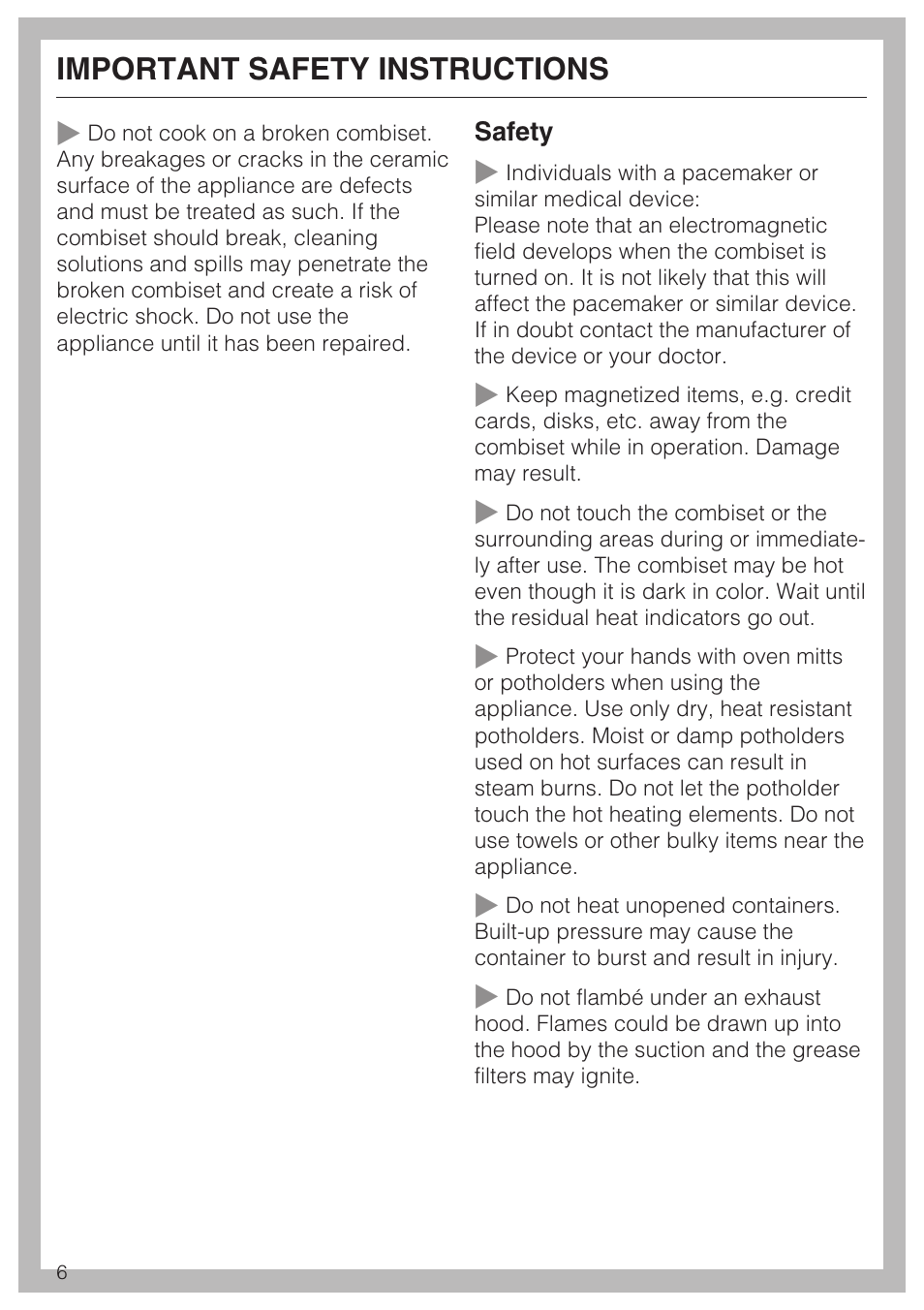 Important safety instructions | Miele CS1212 User Manual | Page 6 / 48