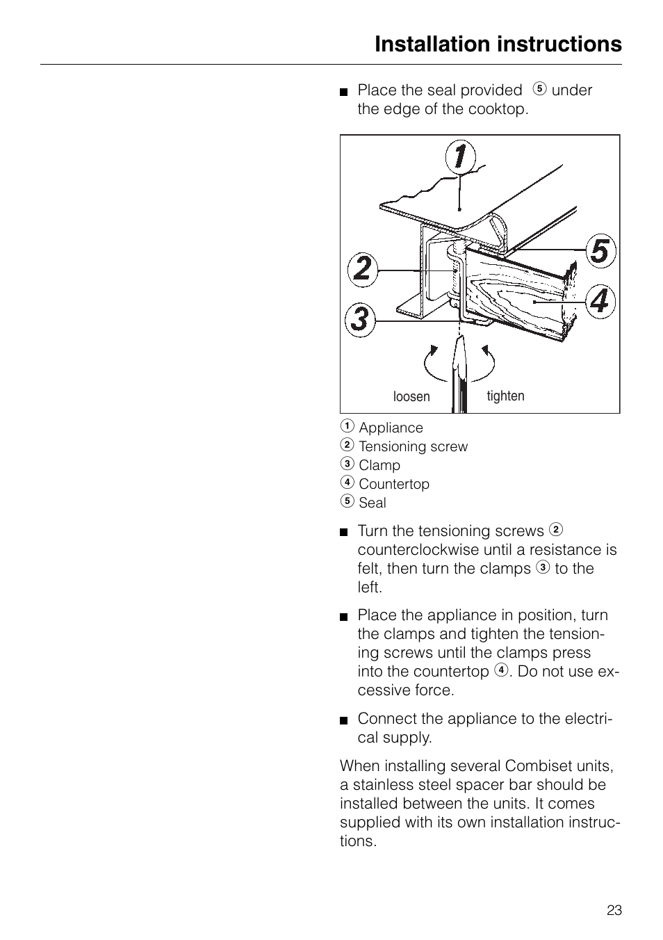 Installation instructions | Miele KM84-2 User Manual | Page 23 / 28