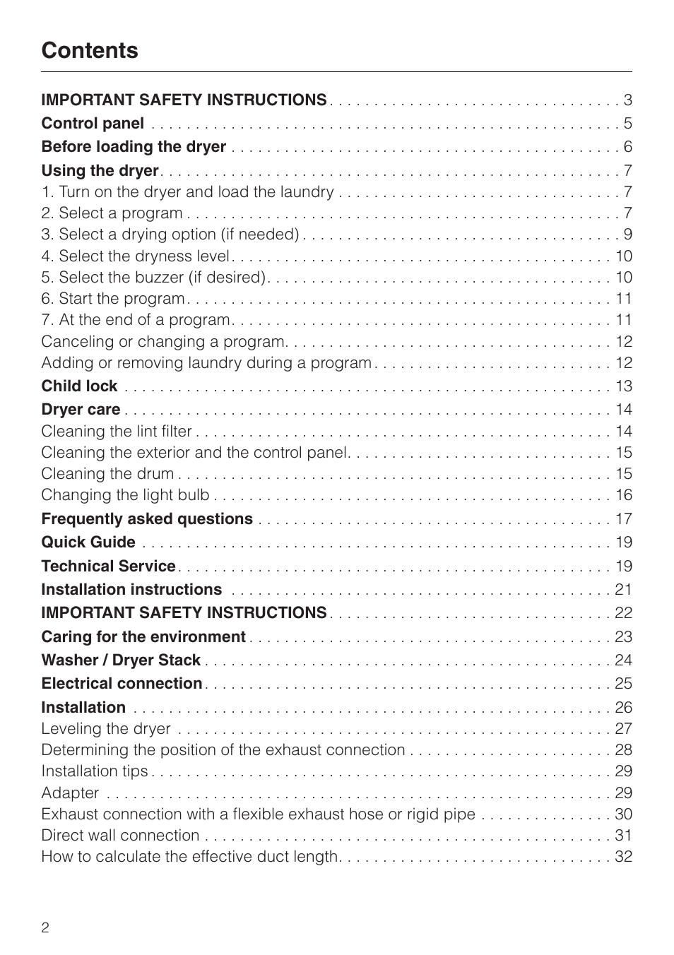 Miele TOUCHTRONIC T 1313 User Manual | Page 2 / 40