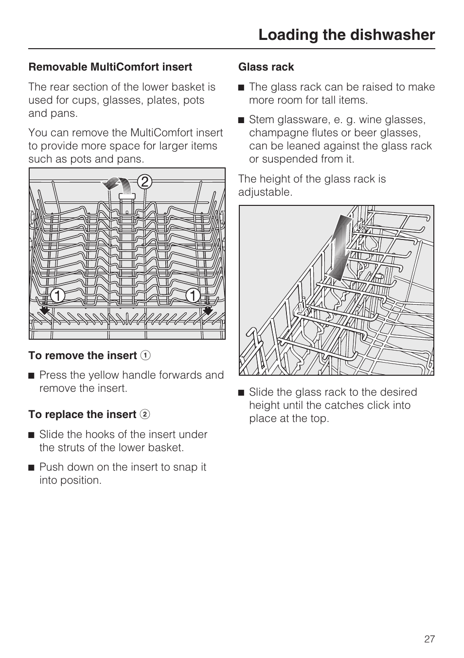 Loading the dishwasher | Miele G 5810 User Manual | Page 27 / 72