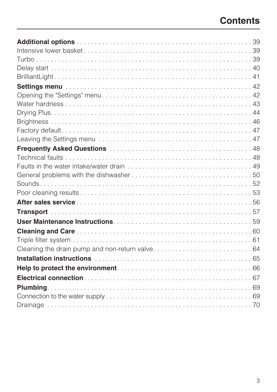 Miele G 5810 User Manual | Page 3 / 72