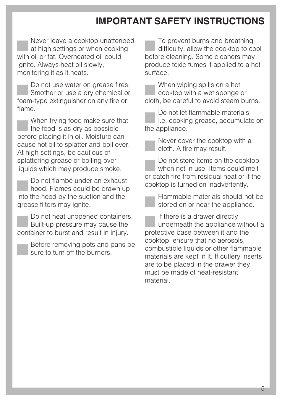 Important safety instructions | Miele KM5656 User Manual | Page 5 / 44