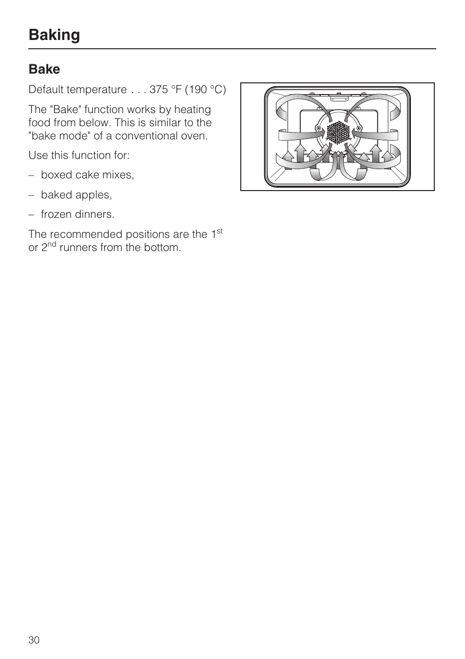 Baking, Bake | Miele H 4744 BP User Manual | Page 30 / 64