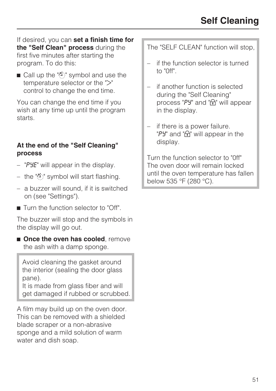 Self cleaning | Miele H 4744 BP User Manual | Page 51 / 64