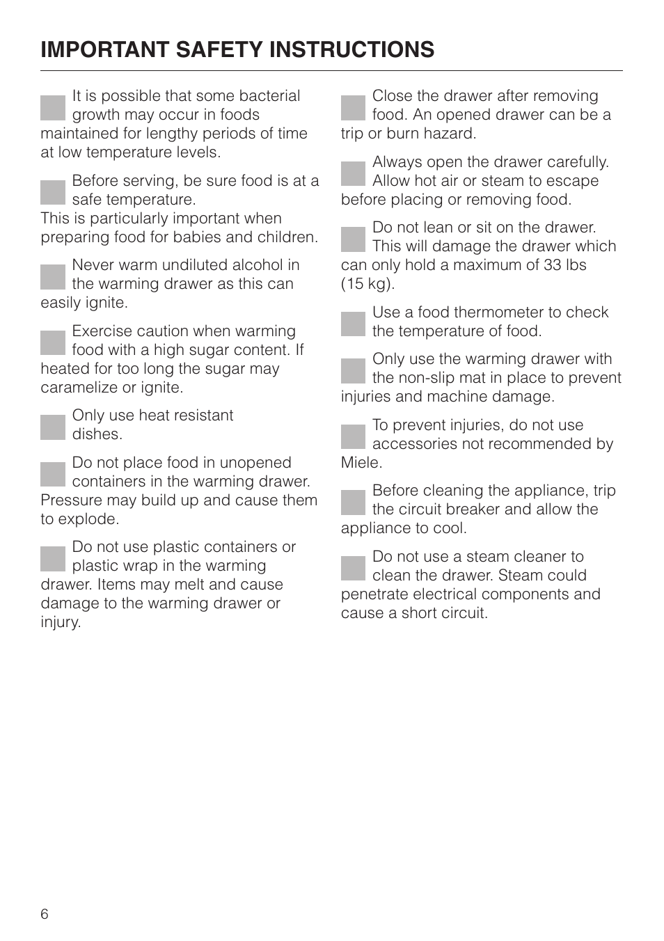 Important safety instructions | Miele ESW761-25 User Manual | Page 6 / 32