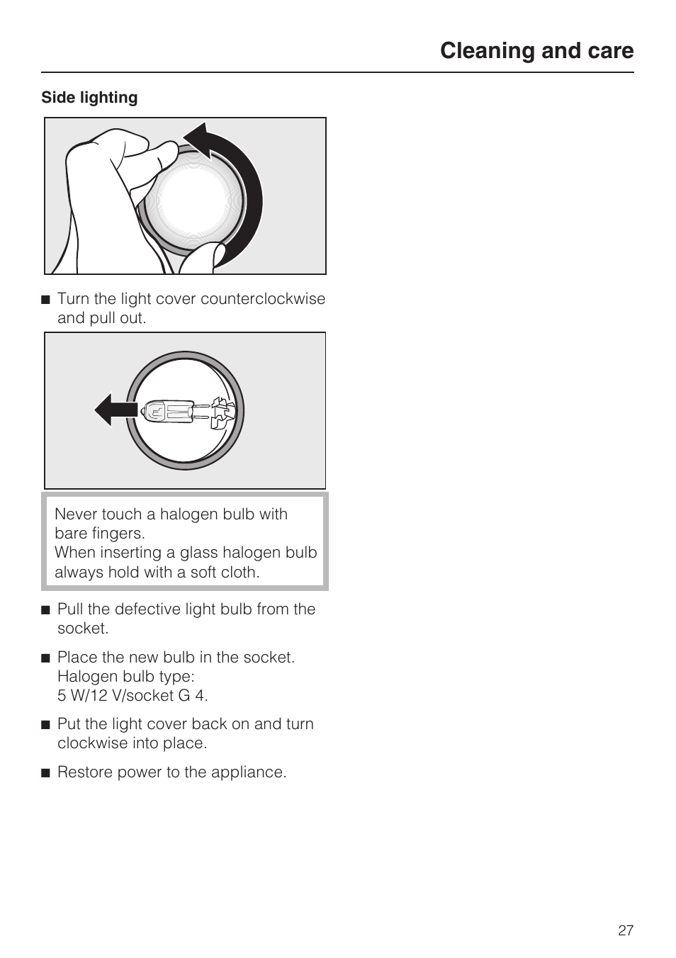 Cleaning and care | Miele F1911VI User Manual | Page 27 / 76