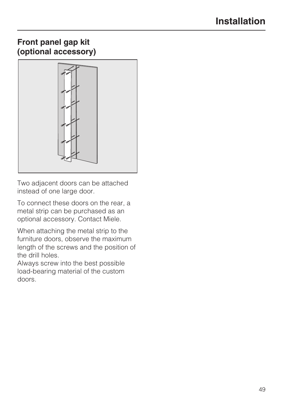 Installation | Miele F1911VI User Manual | Page 49 / 76