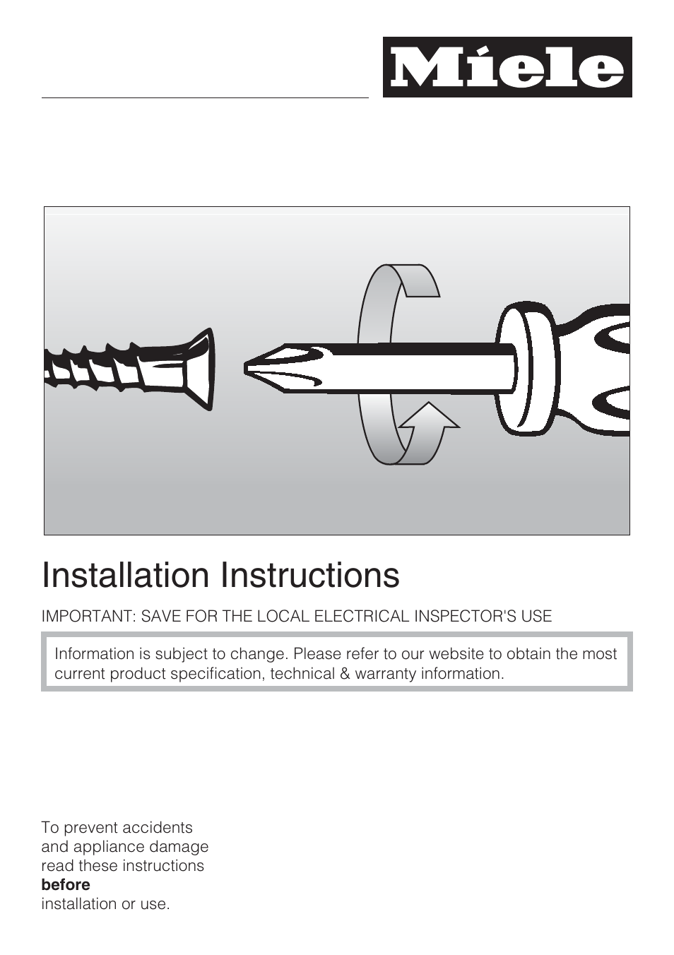 Installation instructions | Miele CS1411 User Manual | Page 21 / 36