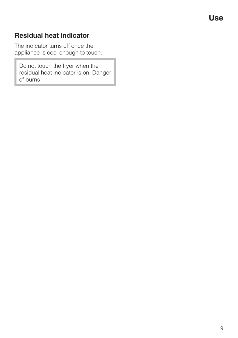 Residual heat indicator 9 | Miele CS1411 User Manual | Page 9 / 36