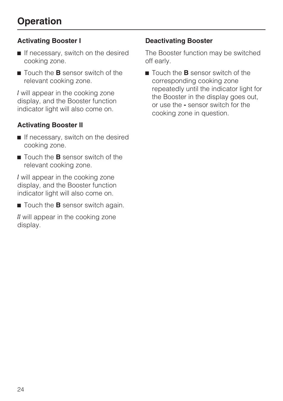 Operation | Miele KM 5993 User Manual | Page 24 / 60