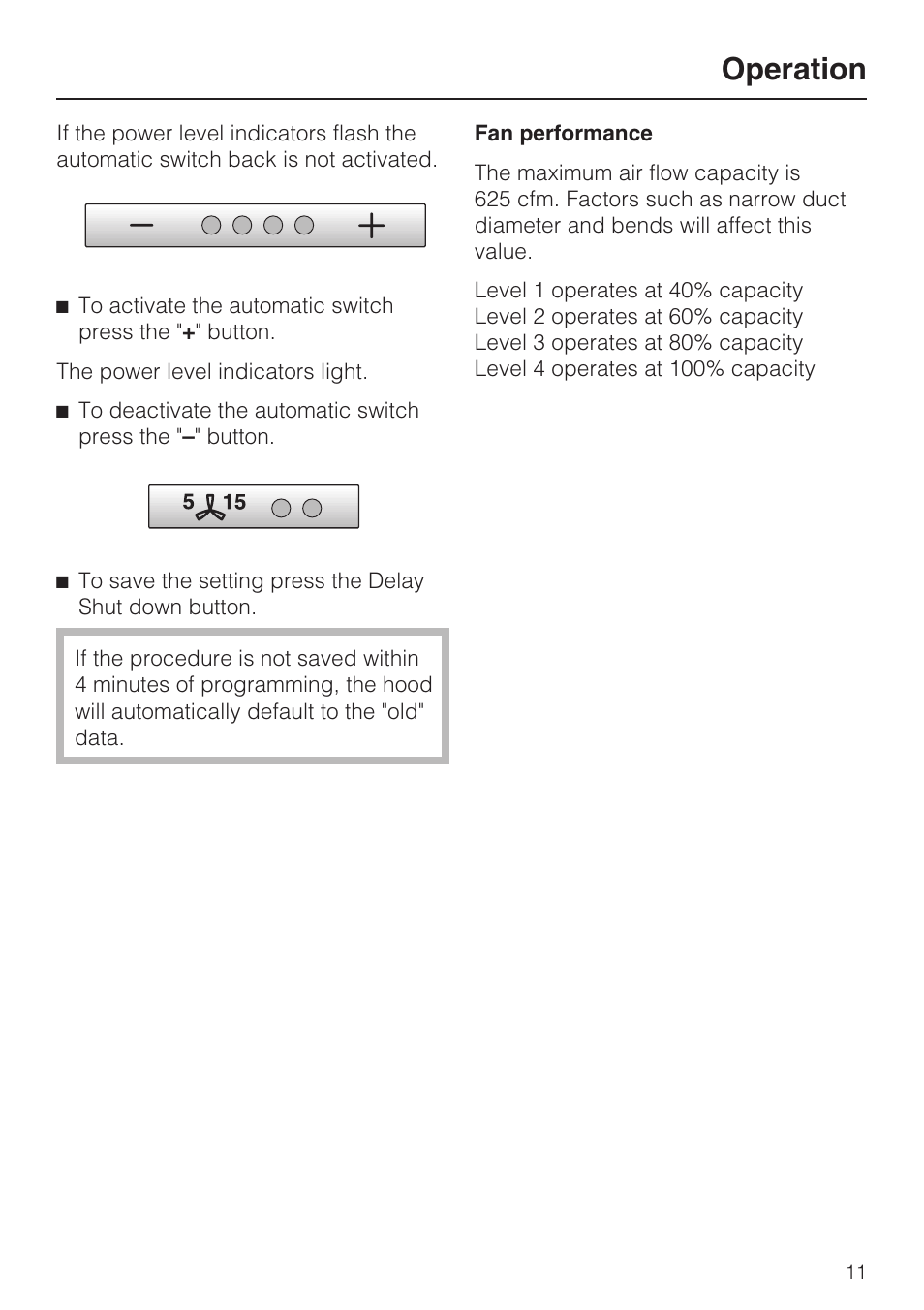 Operation | Miele DA 402 User Manual | Page 11 / 36