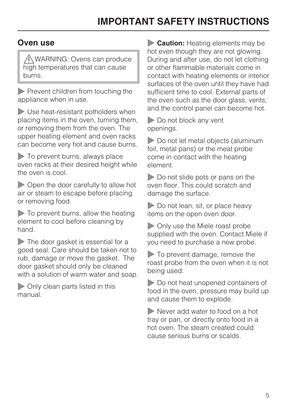 Important safety instructions | Miele H4881B User Manual | Page 5 / 76