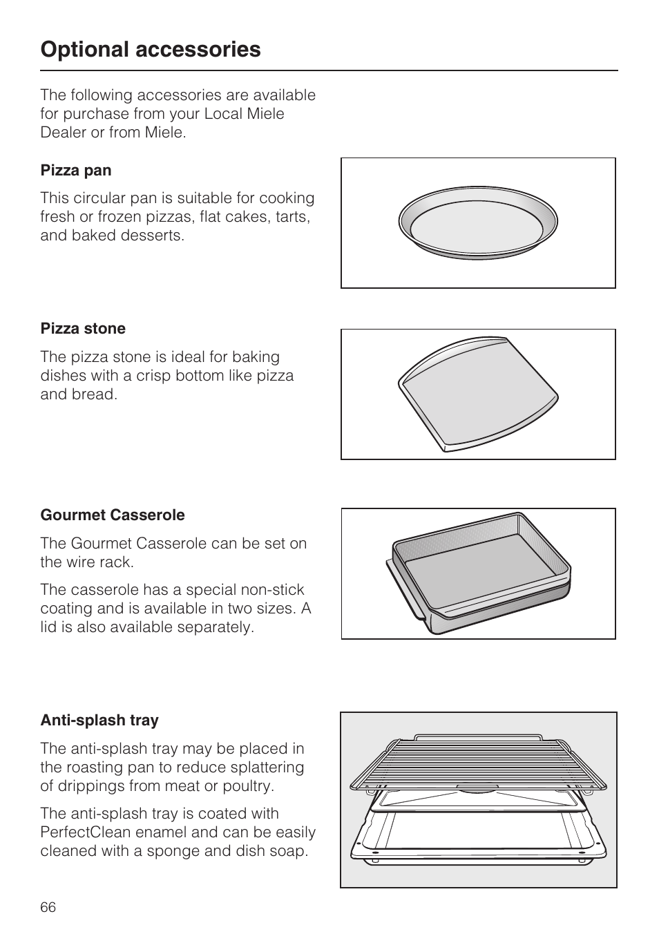 Optional accessories 66, Optional accessories | Miele H4881B User Manual | Page 66 / 76