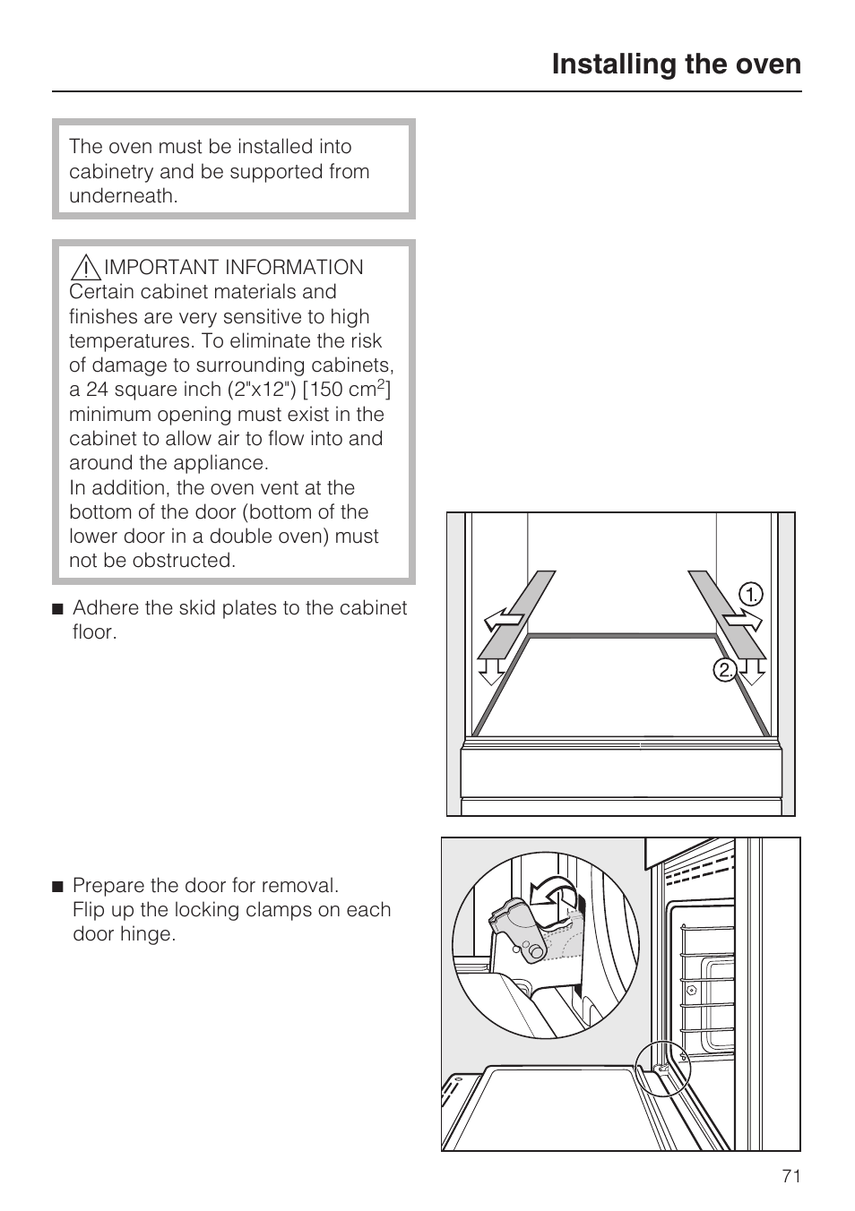 Installing the oven 71, Installing the oven | Miele H4881B User Manual | Page 71 / 76