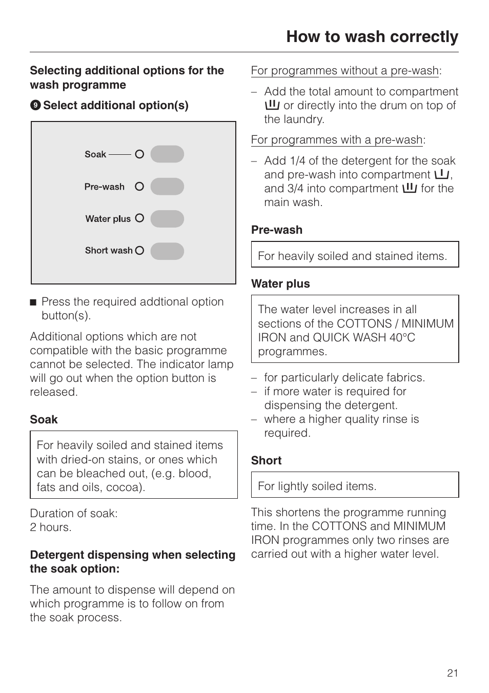 How to wash correctly | Miele WT 945 S WPS User Manual | Page 21 / 76