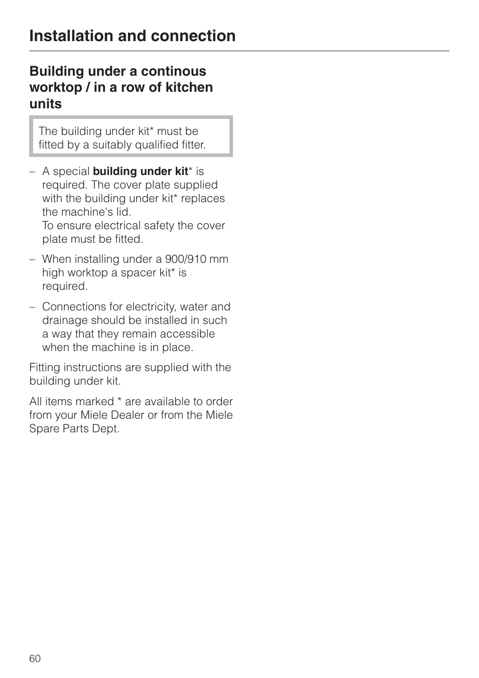 Installation and connection | Miele WT 945 S WPS User Manual | Page 60 / 76
