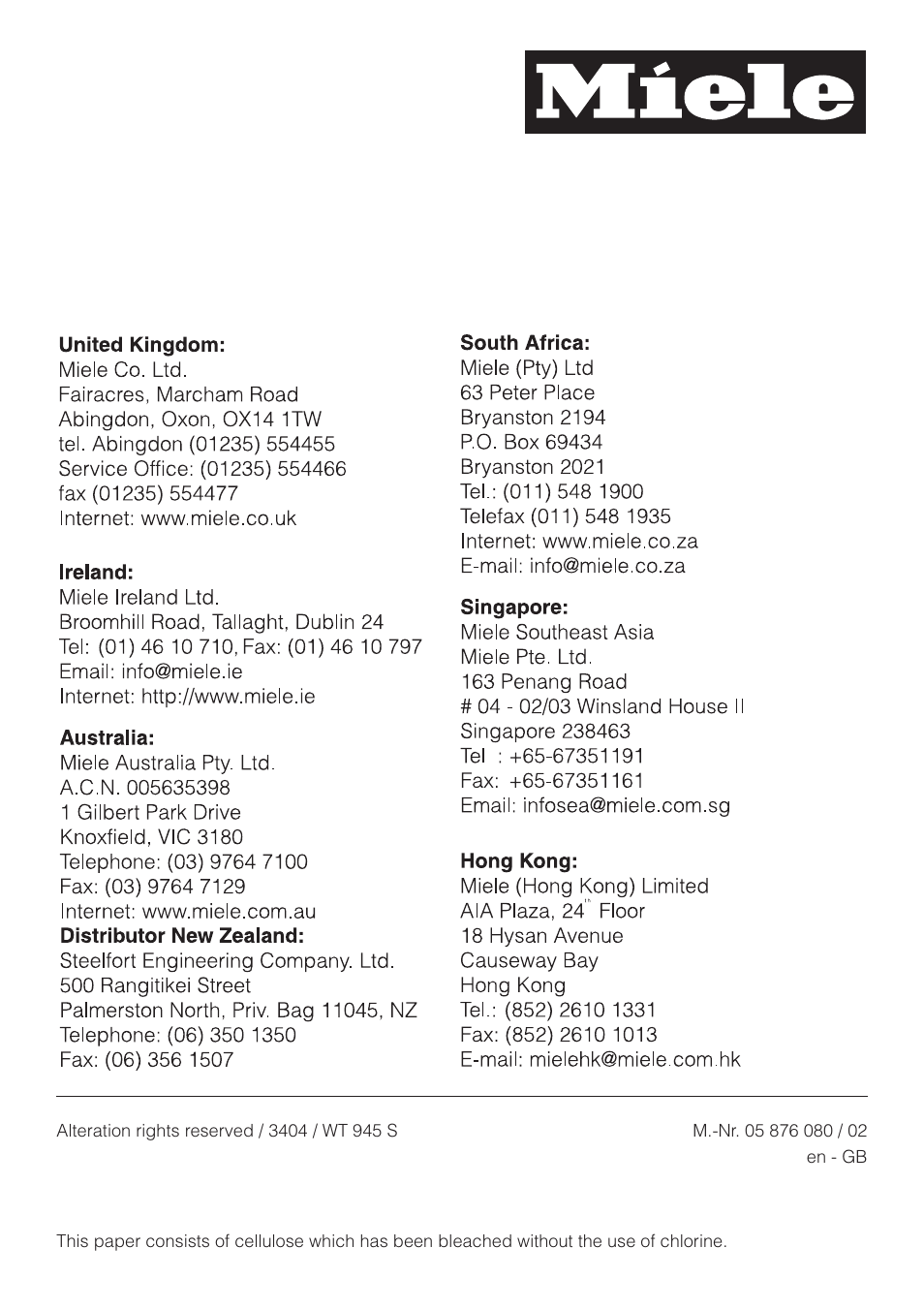 Miele WT 945 S WPS User Manual | Page 76 / 76