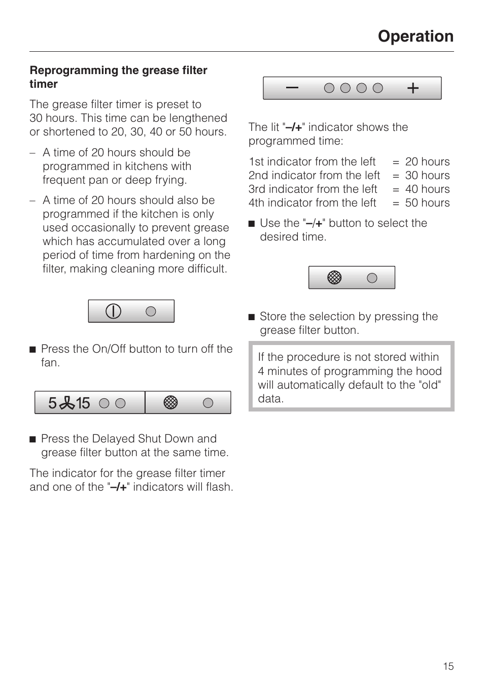 Operation | Miele DA 270-4 User Manual | Page 15 / 32