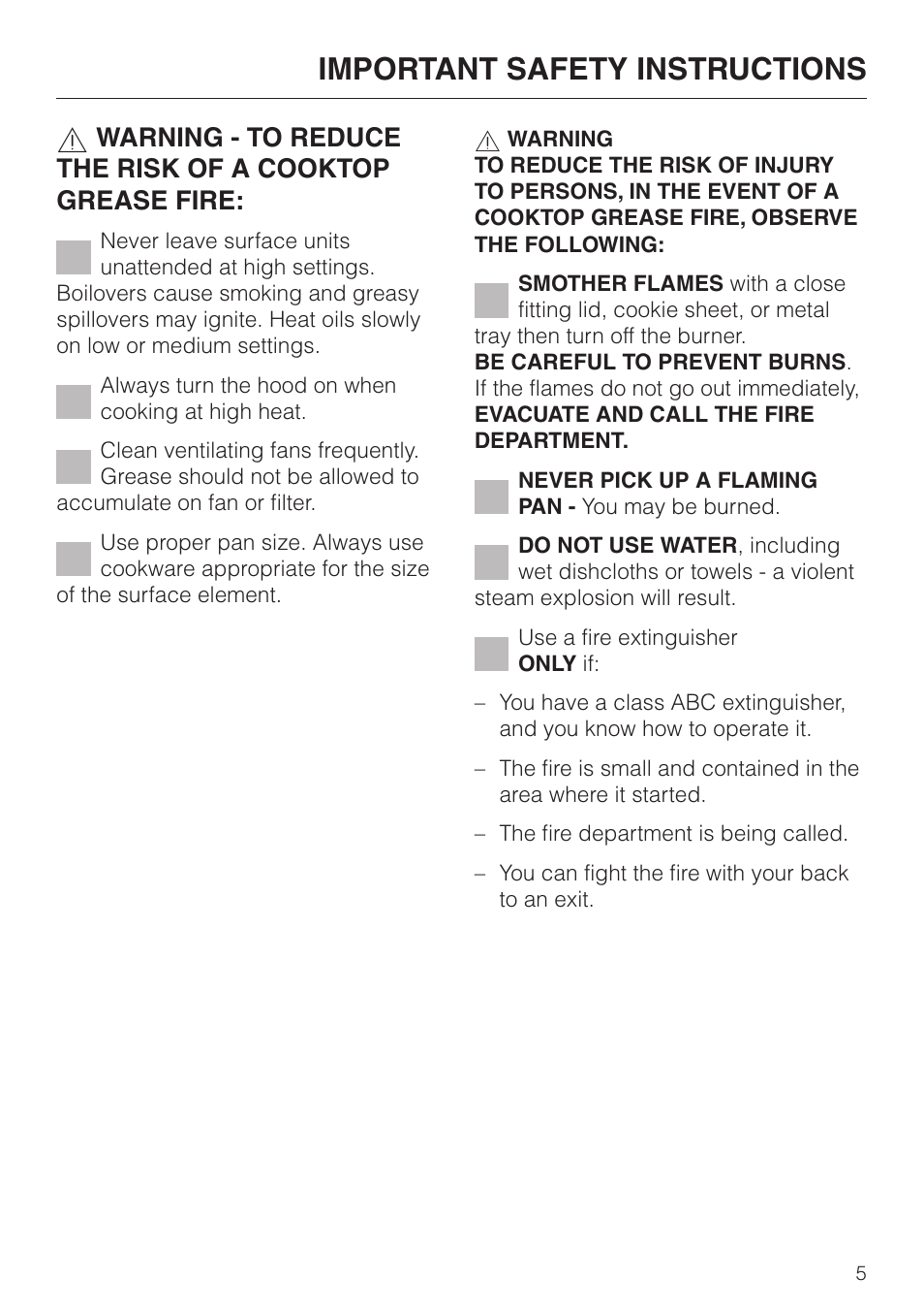 Important safety instructions | Miele DA 270-4 User Manual | Page 5 / 32