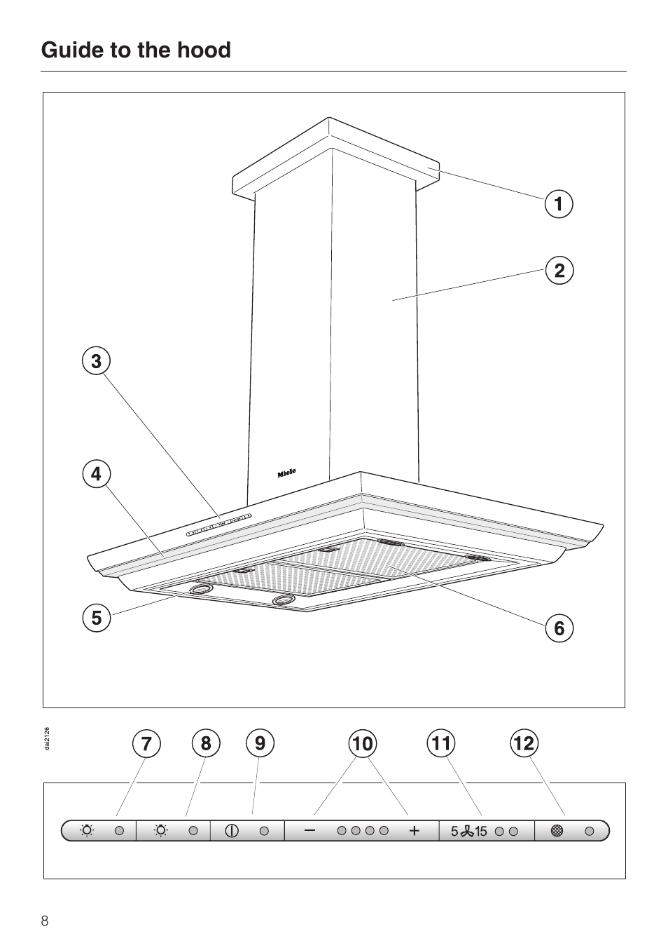 Guide to the hood 8, Guide to the hood | Miele DA 270-4 User Manual | Page 8 / 32