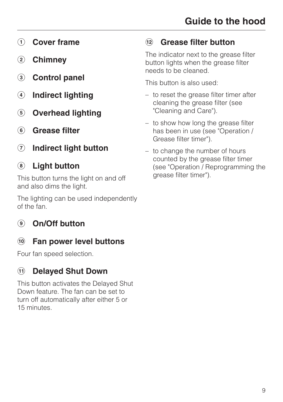 Guide to the hood | Miele DA 270-4 User Manual | Page 9 / 32