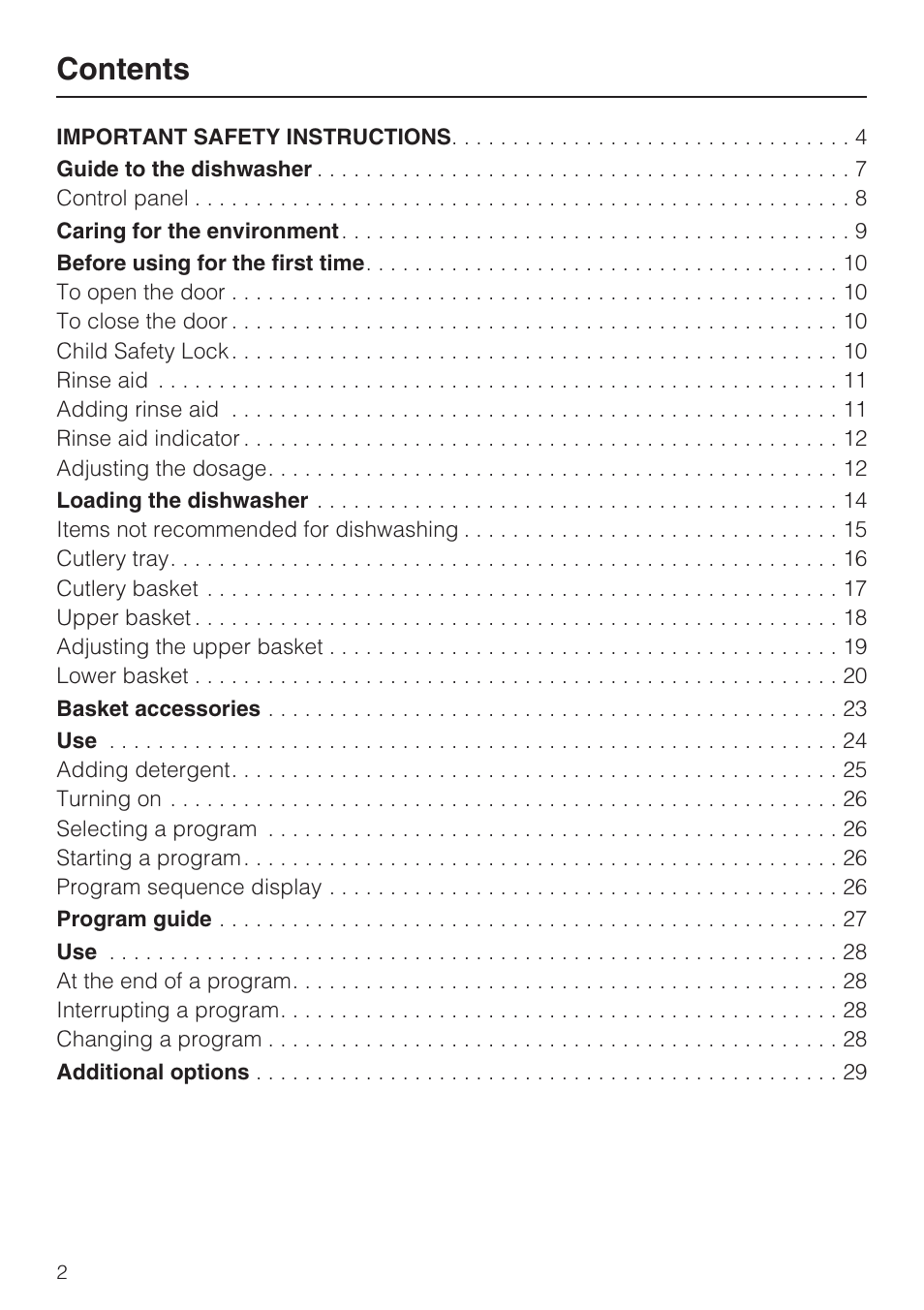 Miele G2142 User Manual | Page 2 / 60