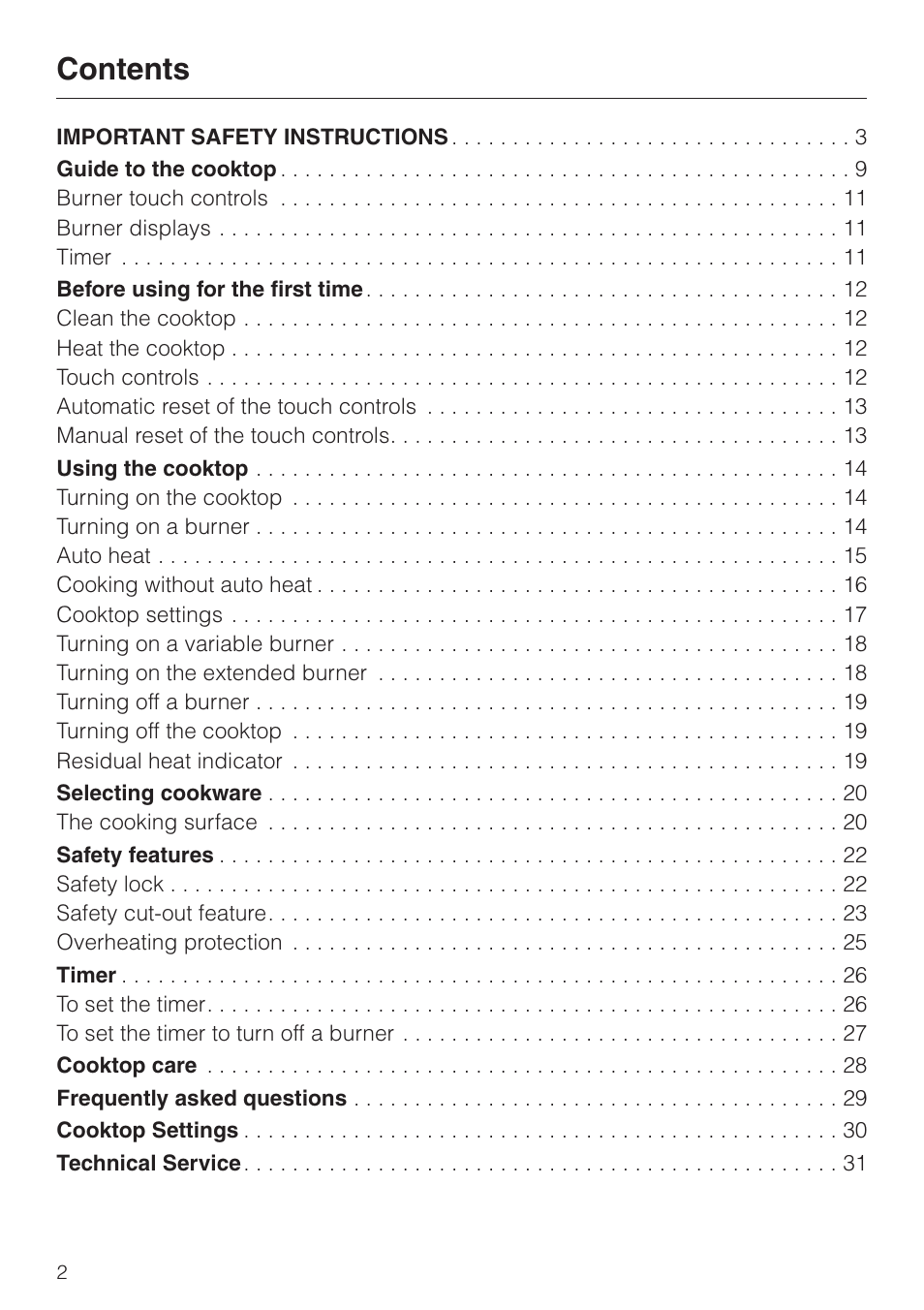 Miele KM 452 User Manual | Page 2 / 32