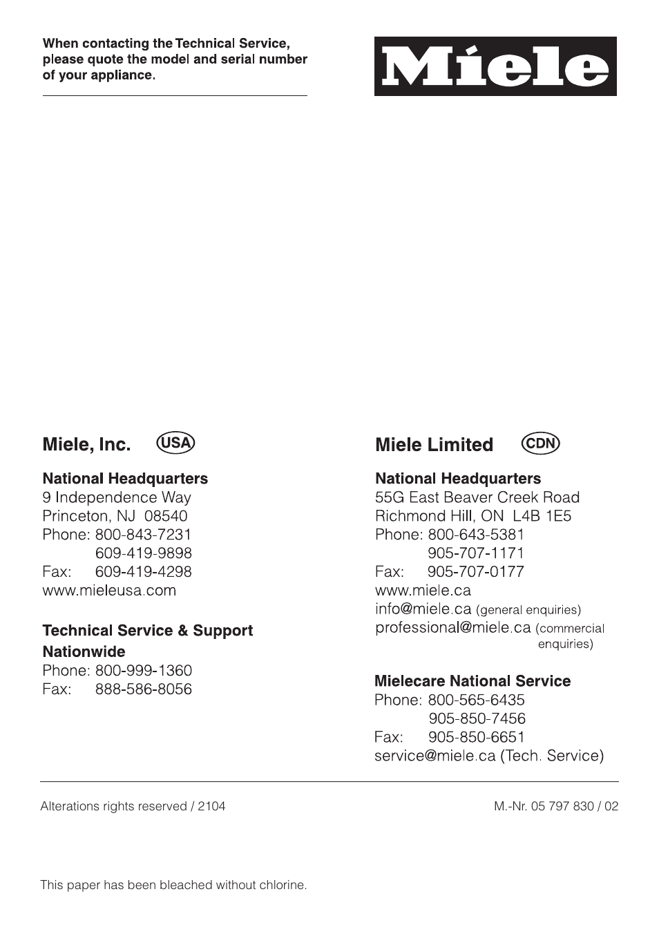 Miele KM 452 User Manual | Page 32 / 32
