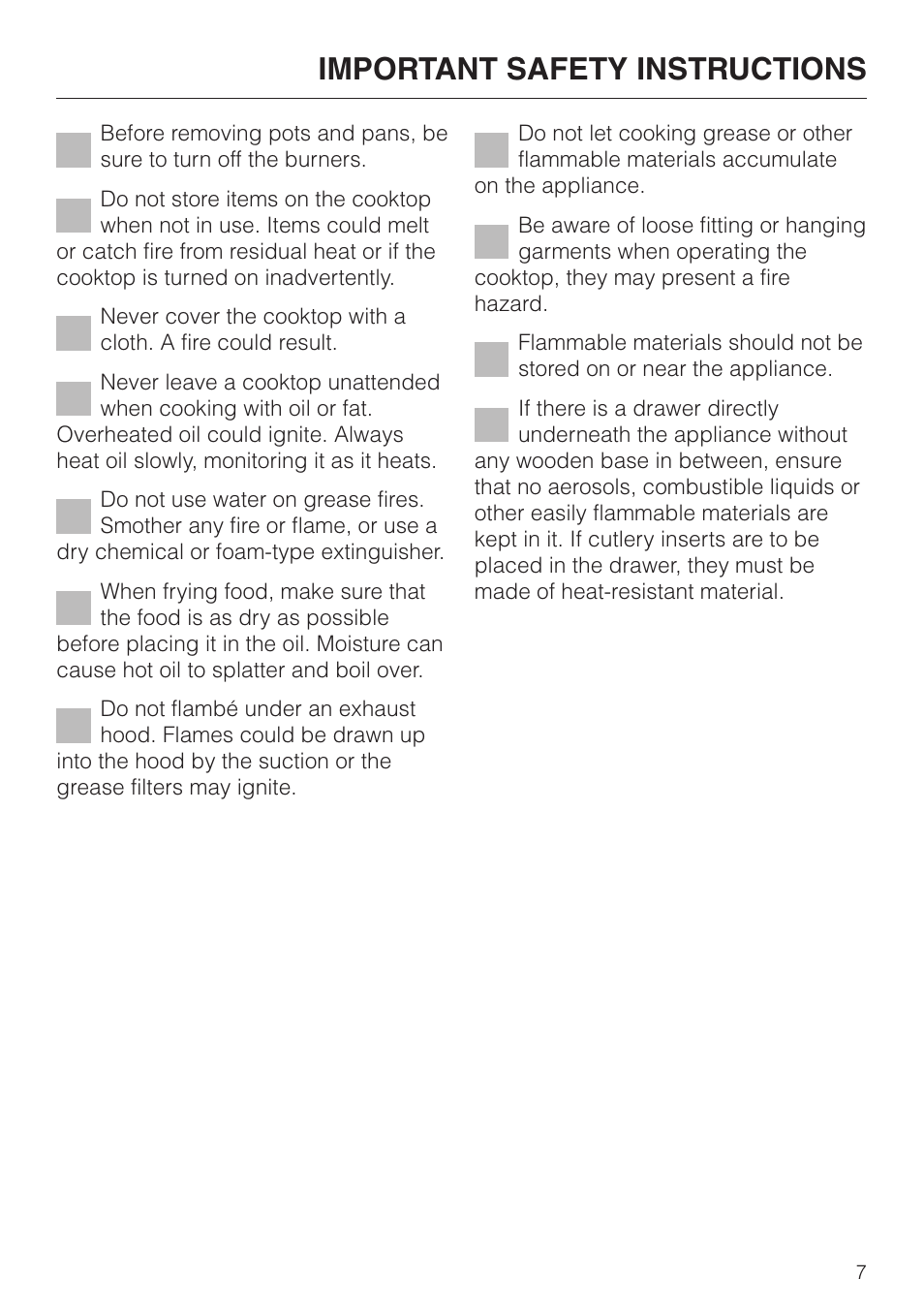 Important safety instructions | Miele KM 452 User Manual | Page 7 / 32