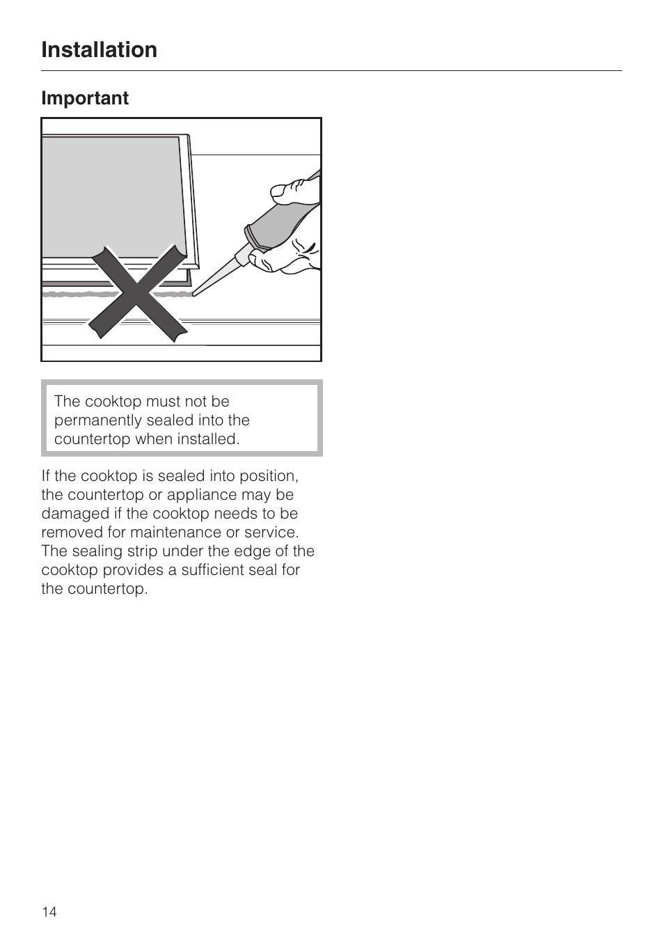 Installation | Miele KM 403 User Manual | Page 14 / 16