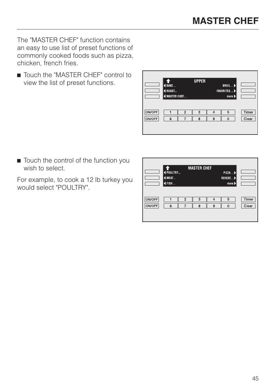 Master chef 45, Master chef | Miele H398B2 User Manual | Page 45 / 84