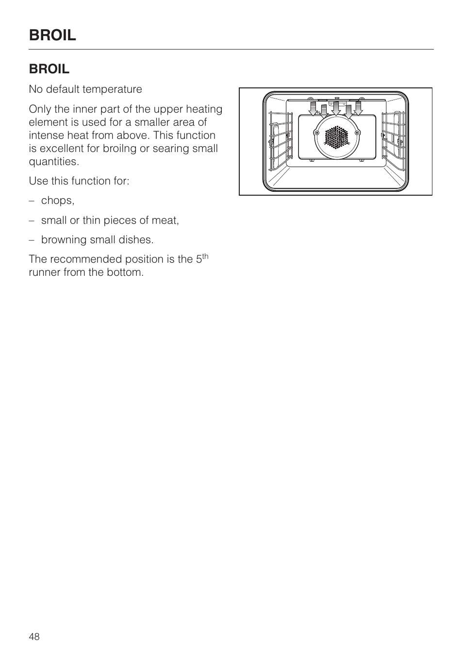 Broil 48, Broil | Miele H398B2 User Manual | Page 48 / 84