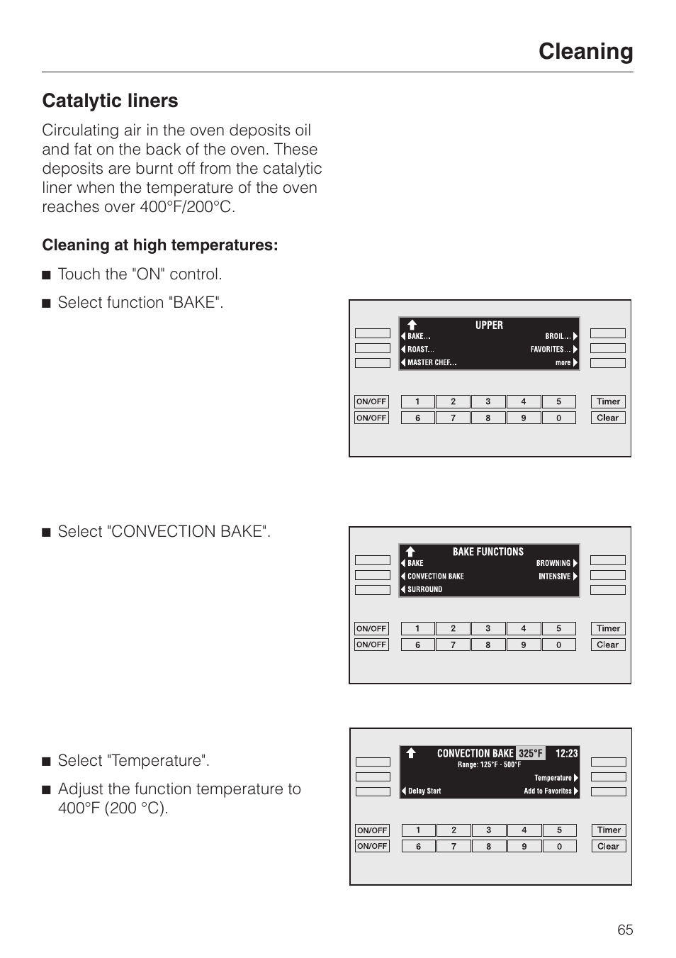 Catalytic liners 65, Catalytic liners, Cleaning | Miele H398B2 User Manual | Page 65 / 84