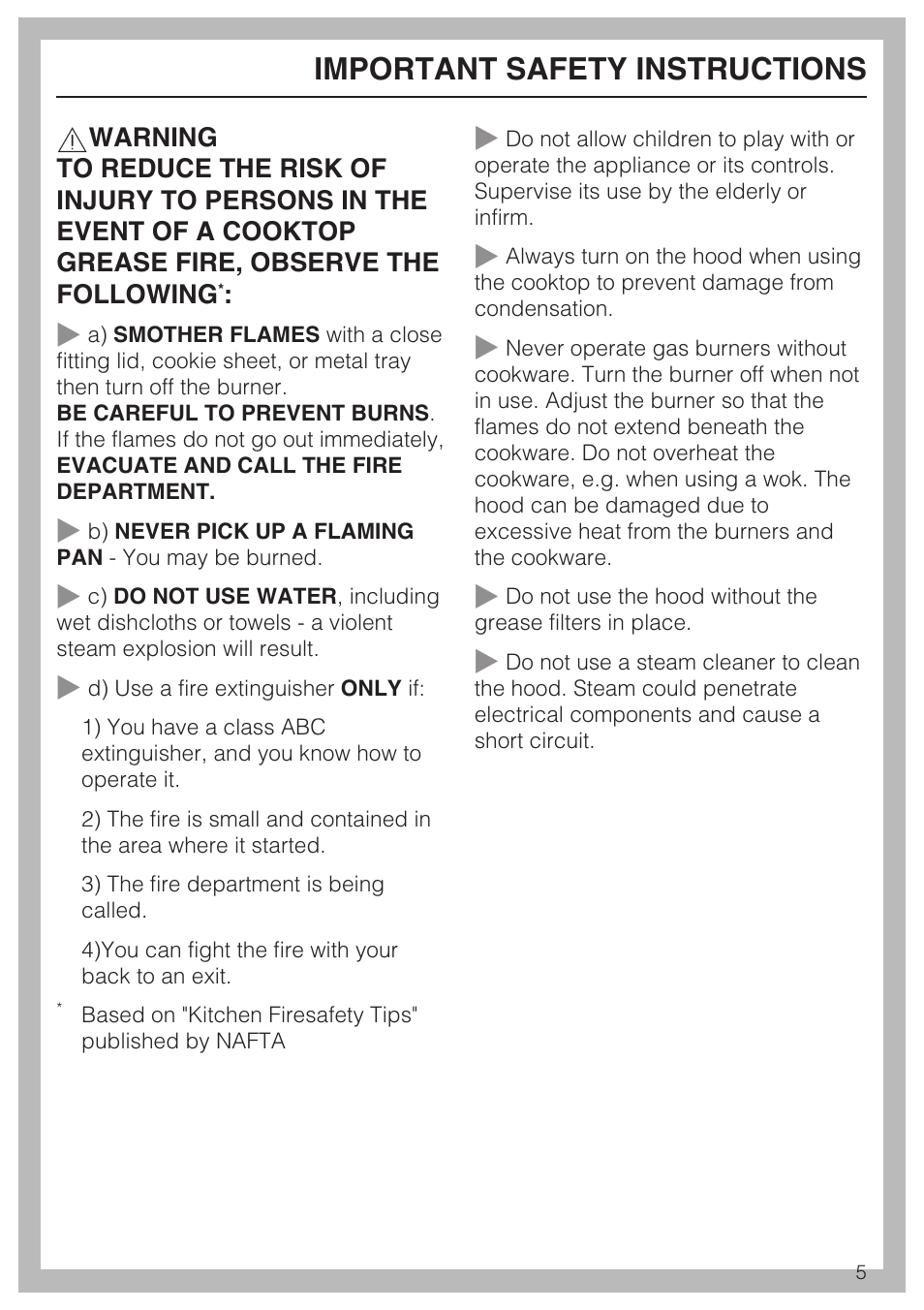 Important safety instructions | Miele DA2210 User Manual | Page 5 / 40