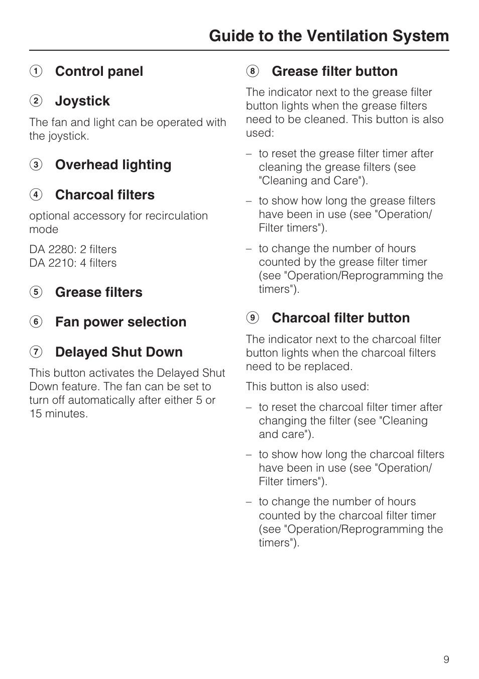 Guide to the ventilation system | Miele DA2210 User Manual | Page 9 / 40