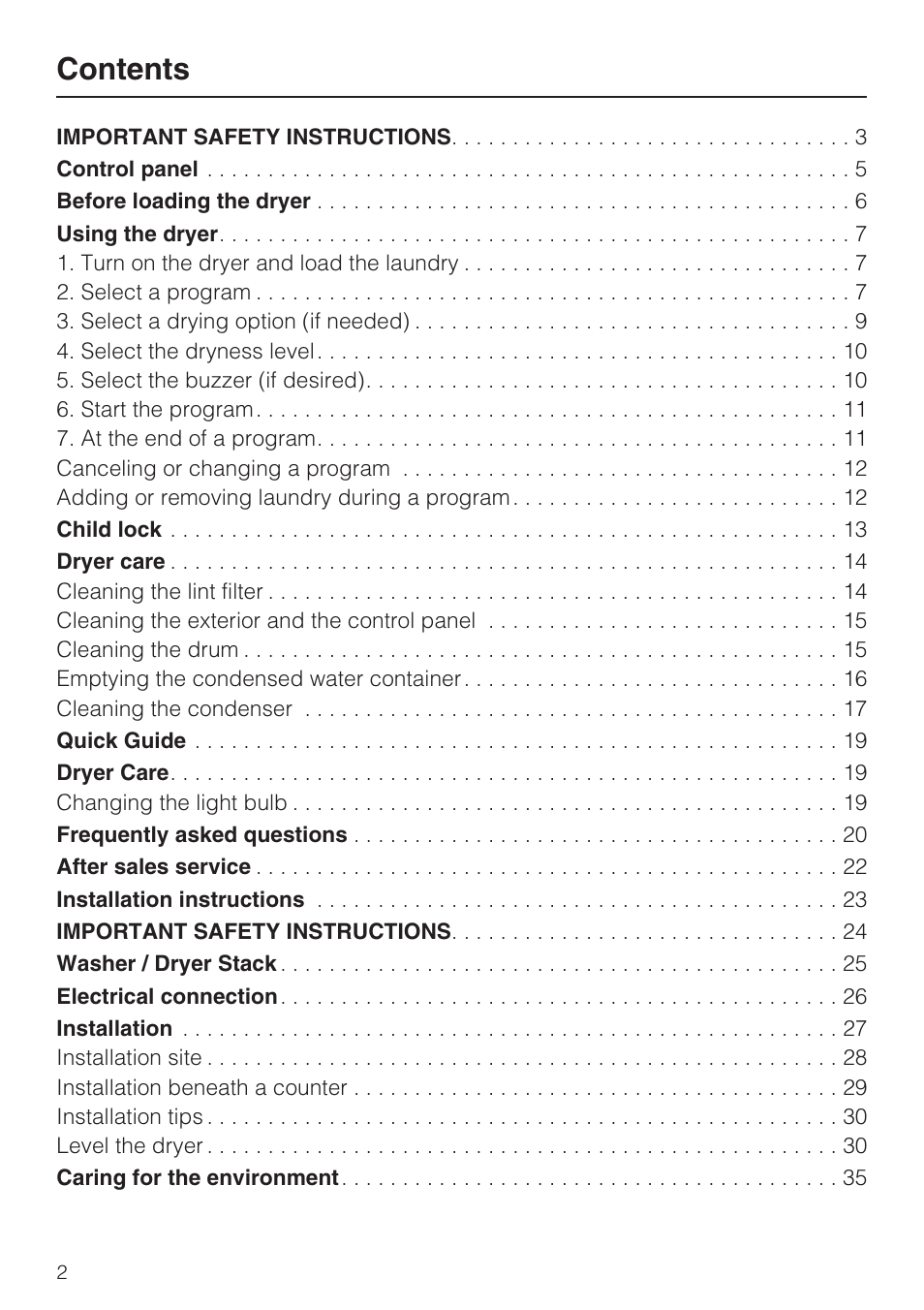 Miele T8013C User Manual | Page 2 / 40