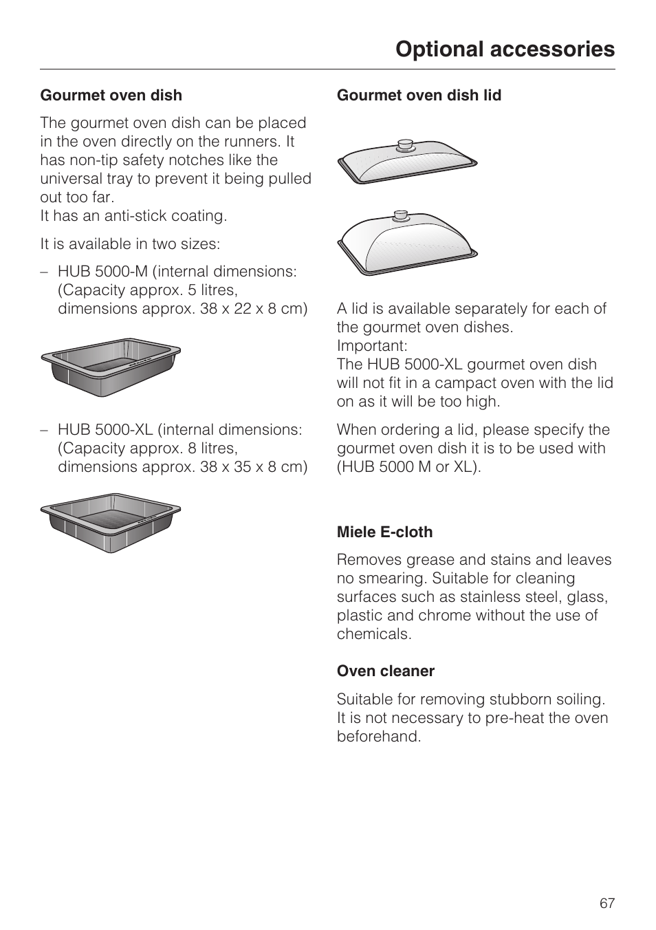 Optional accessories | Miele H 5061 B  EN User Manual | Page 67 / 72