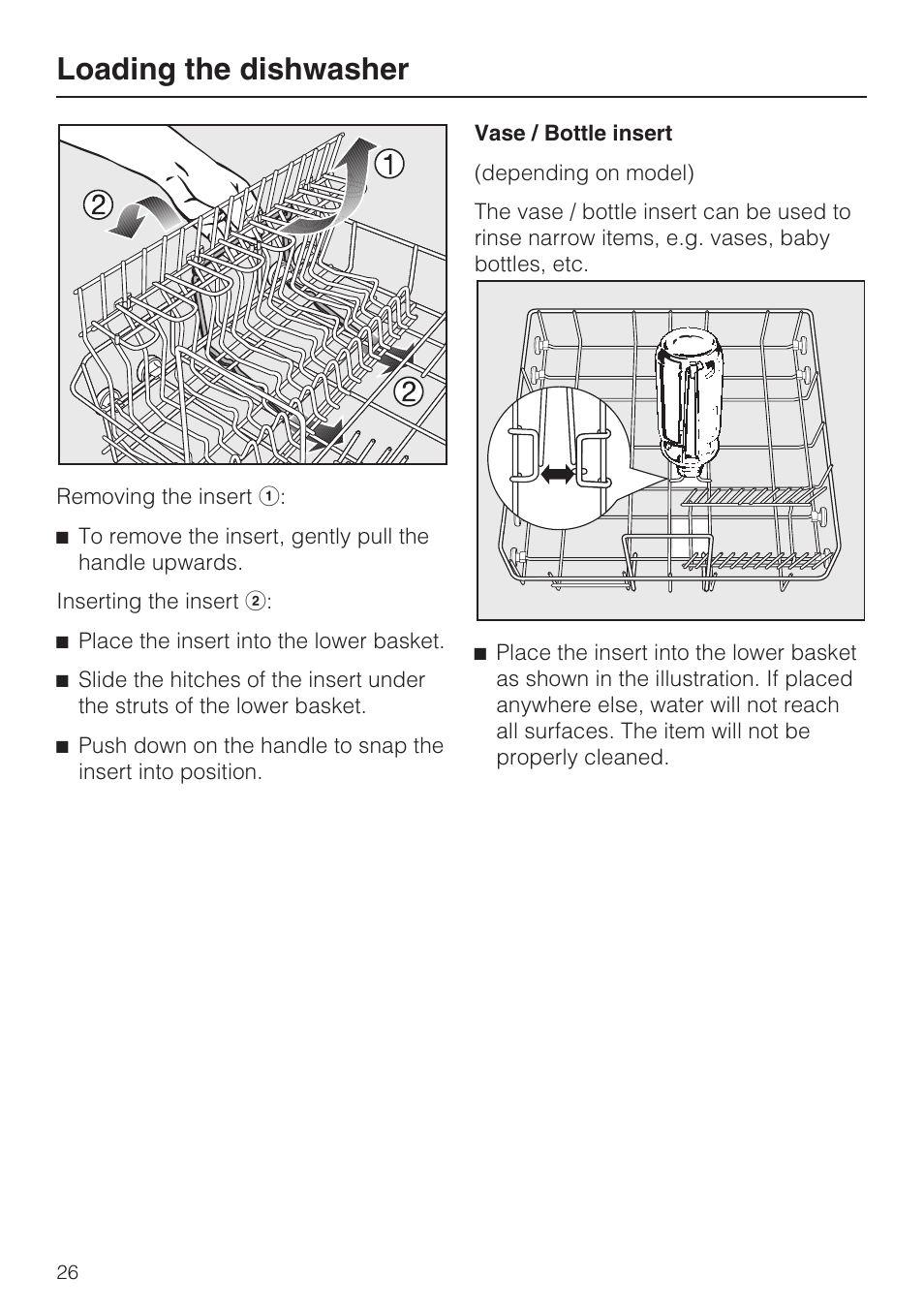 Loading the dishwasher | Miele G 2732 User Manual | Page 26 / 76