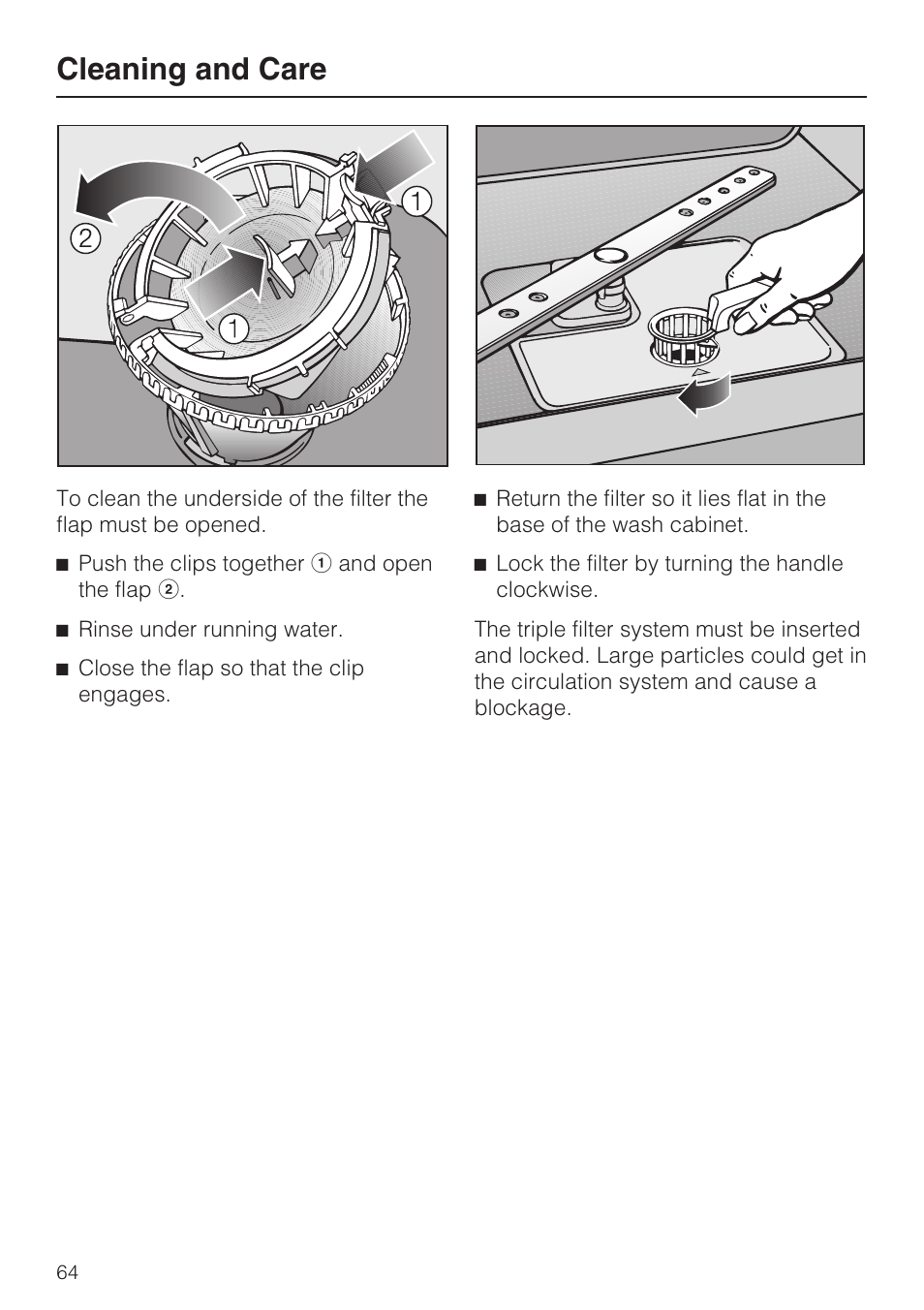 Cleaning and care | Miele G 2732 User Manual | Page 64 / 76