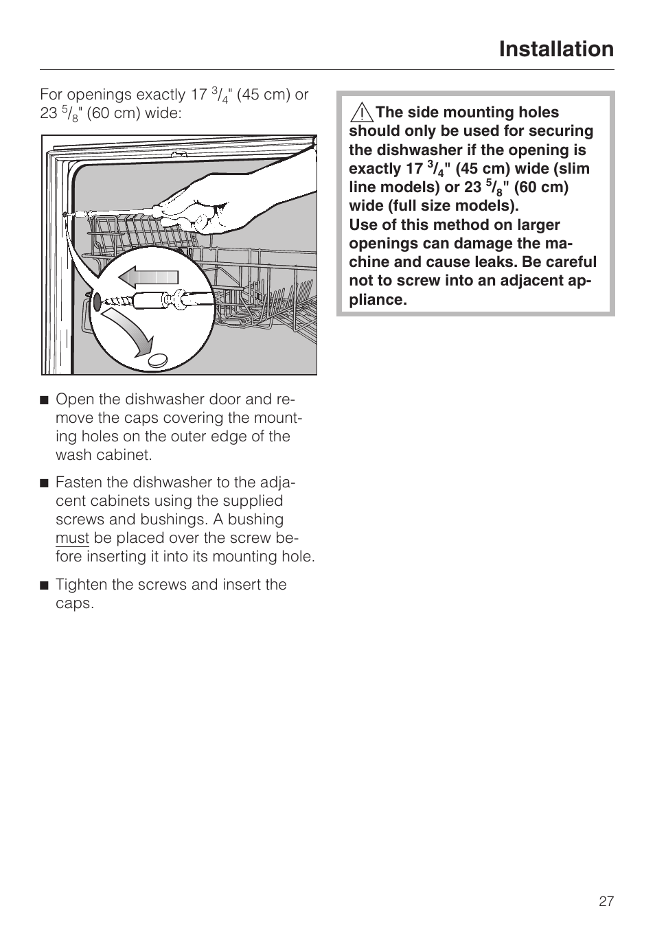 Installation | Miele HG02 User Manual | Page 27 / 40