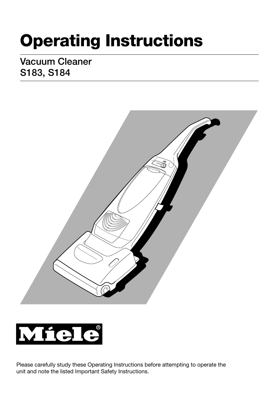 Miele S183 User Manual | 12 pages