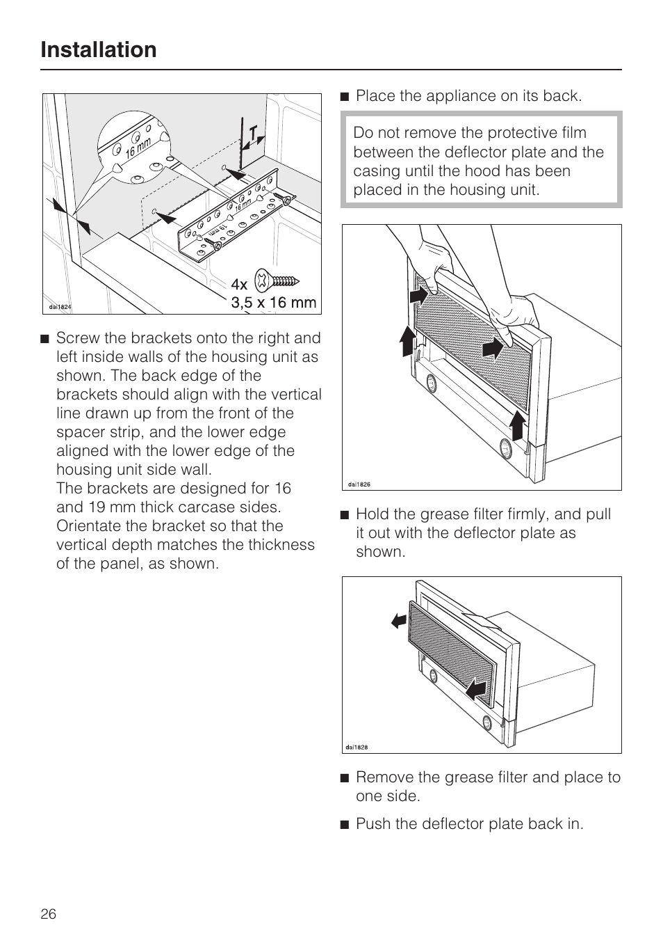 Installation | Miele DA 3190 EXT  EN User Manual | Page 26 / 40