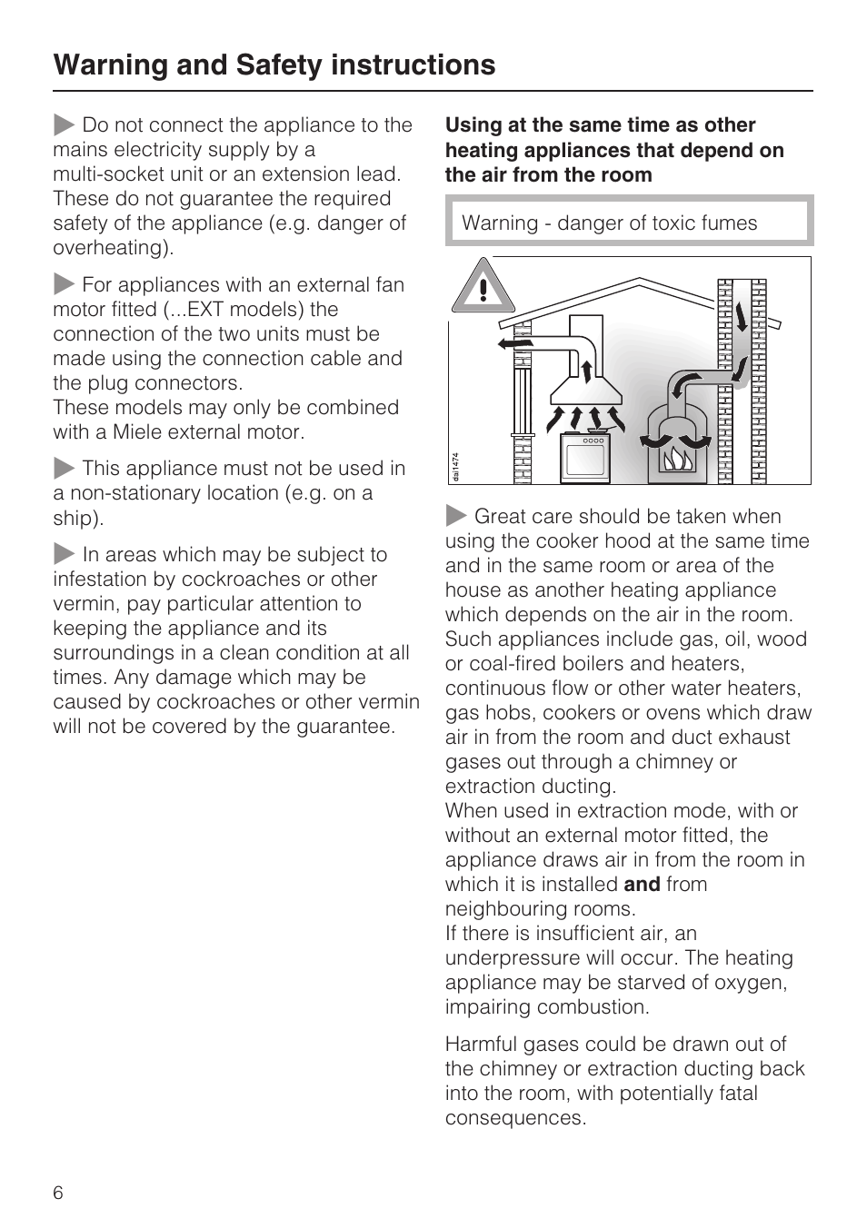 Warning and safety instructions | Miele DA 3190 EXT  EN User Manual | Page 6 / 40