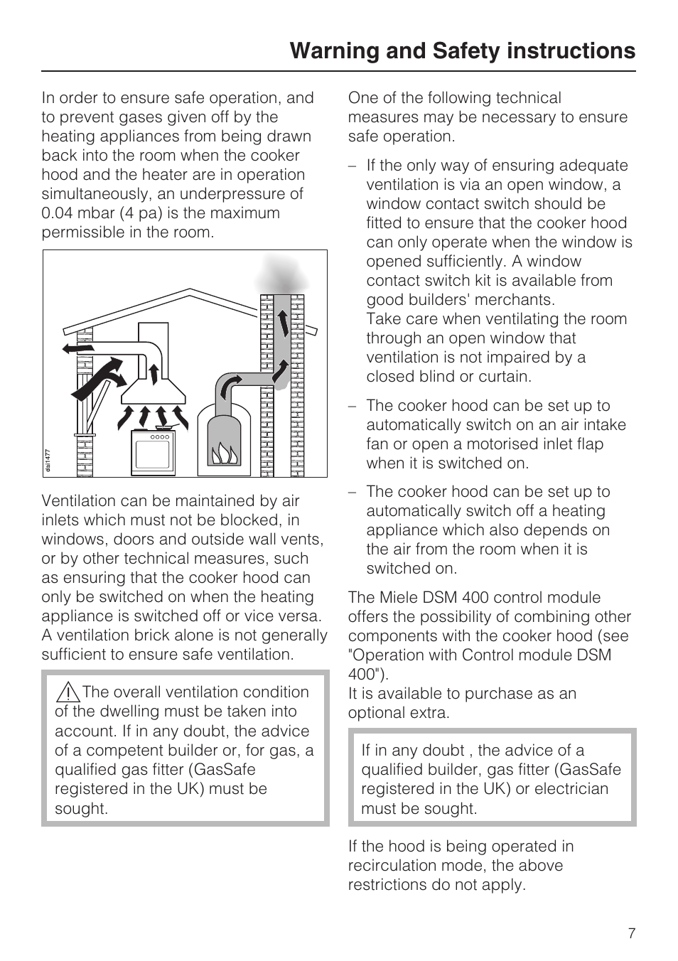 Warning and safety instructions | Miele DA 3190 EXT  EN User Manual | Page 7 / 40