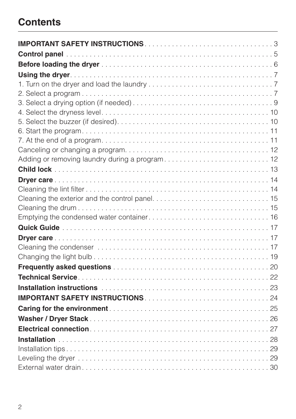 Miele T1322C User Manual | Page 2 / 36