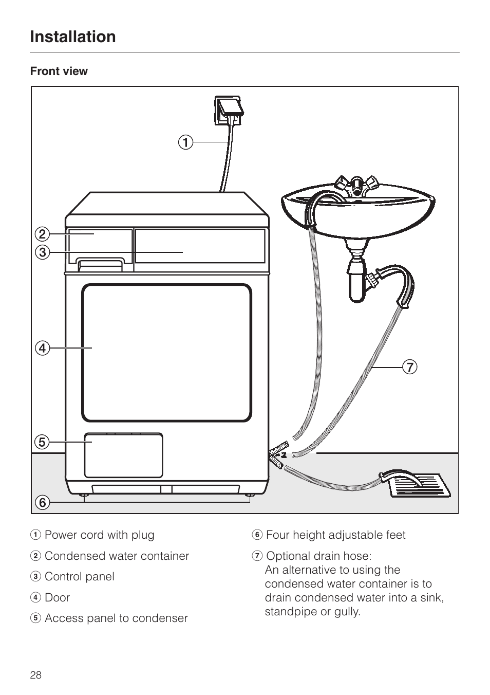 Installation 28, Installation | Miele T1322C User Manual | Page 32 / 36