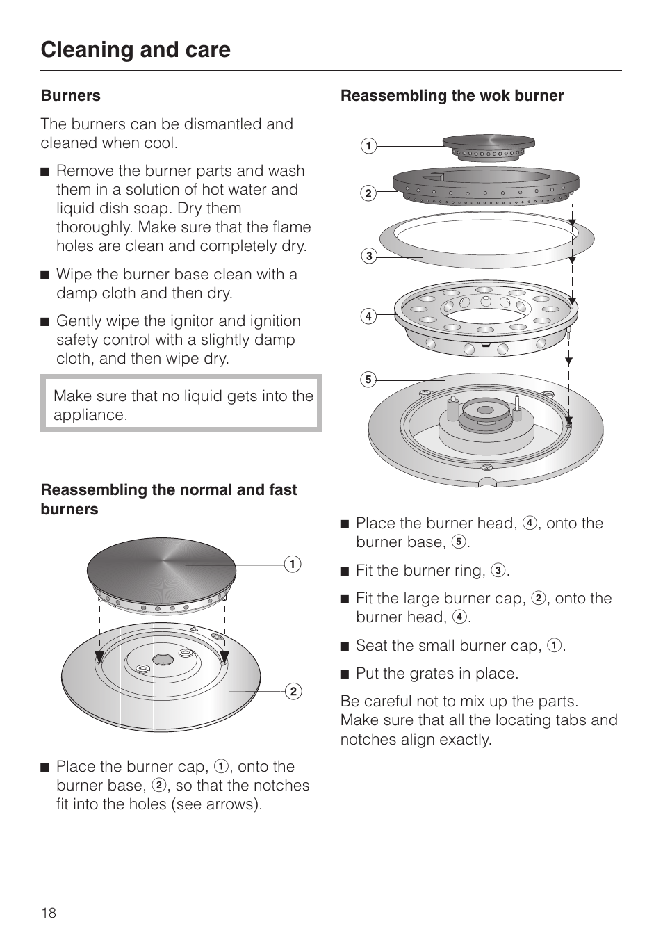 Cleaning and care | Miele KM 3485 User Manual | Page 18 / 40