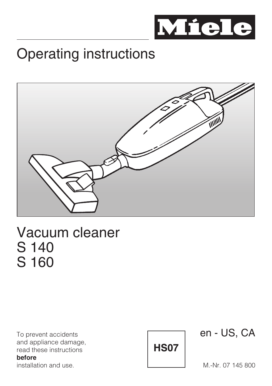 Miele S160 User Manual | 40 pages